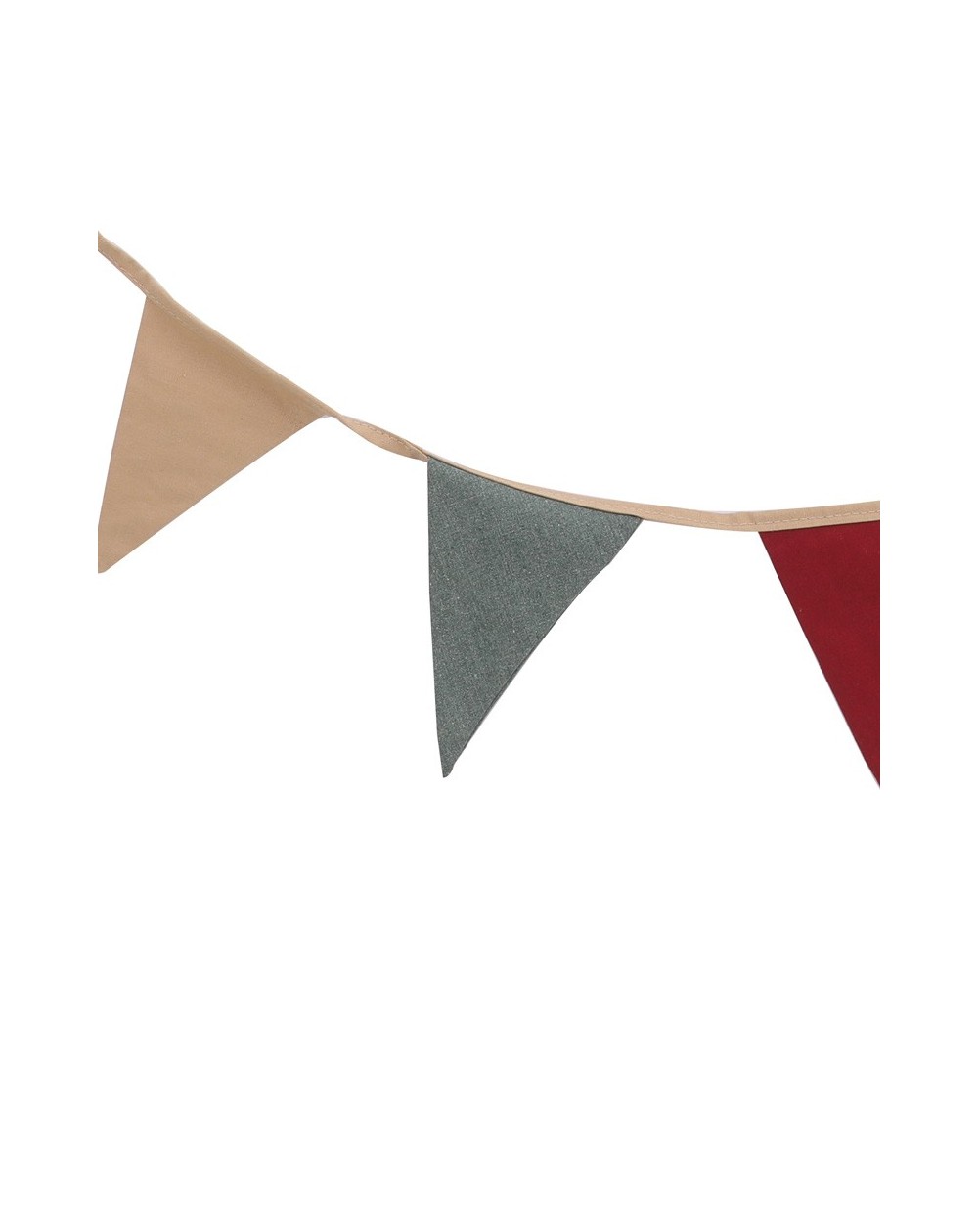 Grinalda decorativa 10 bandeiras Faixa decorativa com bandeirolas triangulares em bege, cinza e vermelho