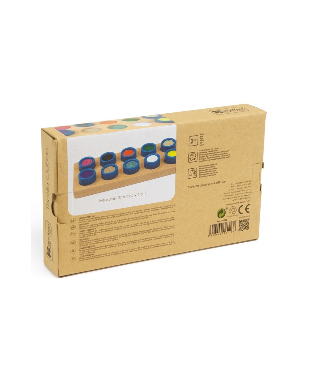 Cubos Tateis Embalagem de cartão reciclado para jogo de encaixe com pinos coloridos de madeira