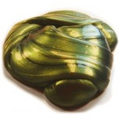 Slime verde metálico com textura brilhante