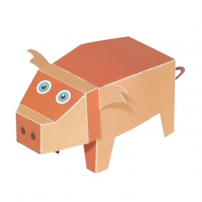 Boneco de papel formato boi castanho com olhos azuis