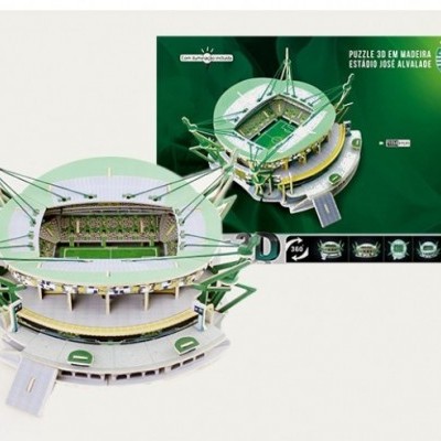 Puzzle 3D em madeira do Estádio José Alvalade com caixa verde