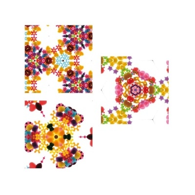 papel colorido com padrões geométricos e florais vibrantes