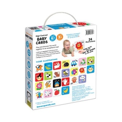 Caixa branca de cartas infantis com ilustrações coloridas e alça de corda