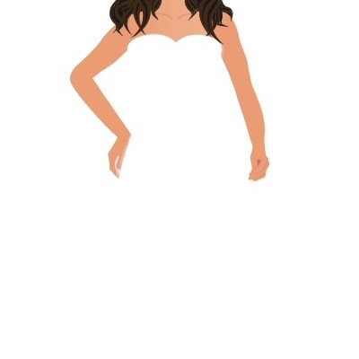 Ilustração de mulher com vestido branco e brincos dourados