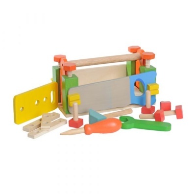 Conjunto de brinquedo de ferramentas de madeira coloridas