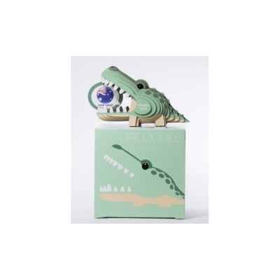 Relógio de madeira em forma de crocodilo verde