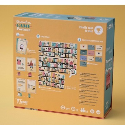 Caixa de jogo de tabuleiro Ovosdigitais GAME Postais com ilustrações e texto em inglês