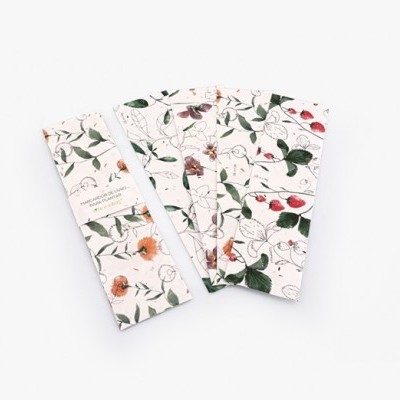 Marcadores de livros com padrão floral colorido em fundo branco