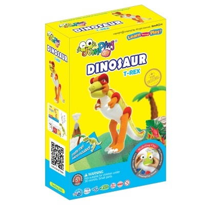 Caixa de brinquedo Jumping Clay Dinosaur T-Rex com dinossauro em argila