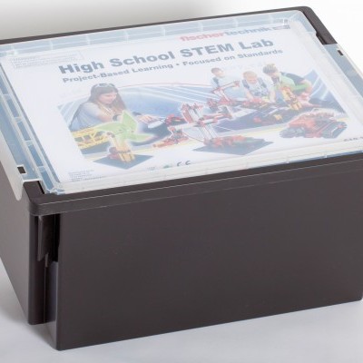 Caixa preta com tampa transparente e manual de laboratório STEM para o ensino médio