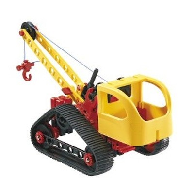 Brinquedo guindaste amarelo vermelho e preto