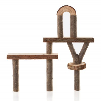 Blocos de construção em madeira natural com texturas rústicas