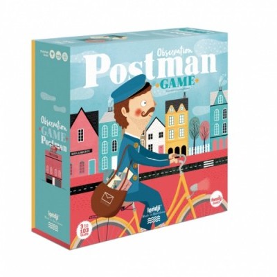 Caixa de jogo de tabuleiro Original Postman Game com ilustração de carteiro de bicicleta