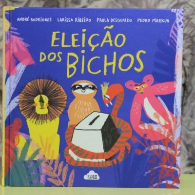Capa de livro infantil Eleição dos Bichos com ilustrações coloridas de animais