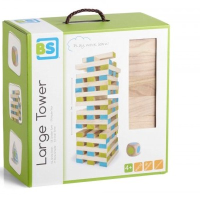 Caixa do jogo de torre empilhável de madeira BS Large Tower com blocos multicoloridos