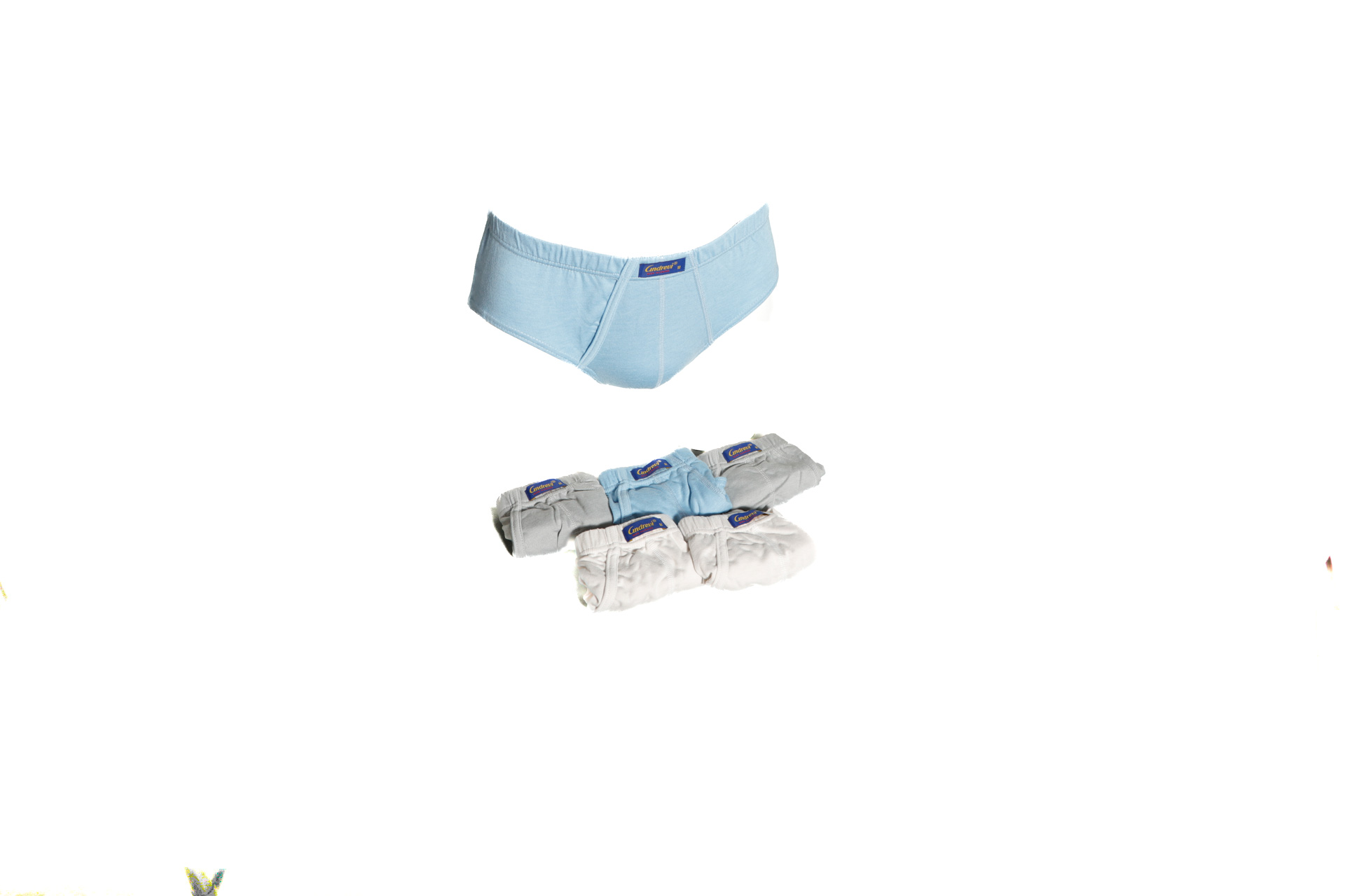 Calças interiores masculinas azuis claras com padrão de quadrados em embalagem múltipla