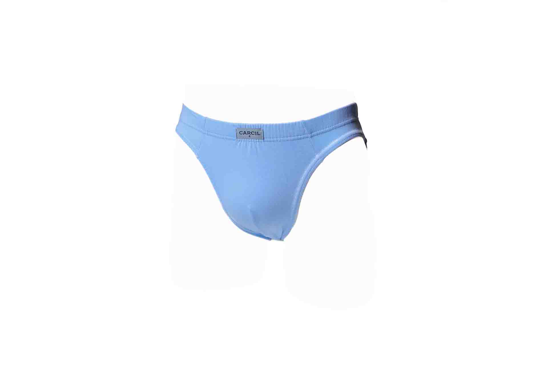 Cueca masculina azul clara lisa com etiqueta 'FABER'