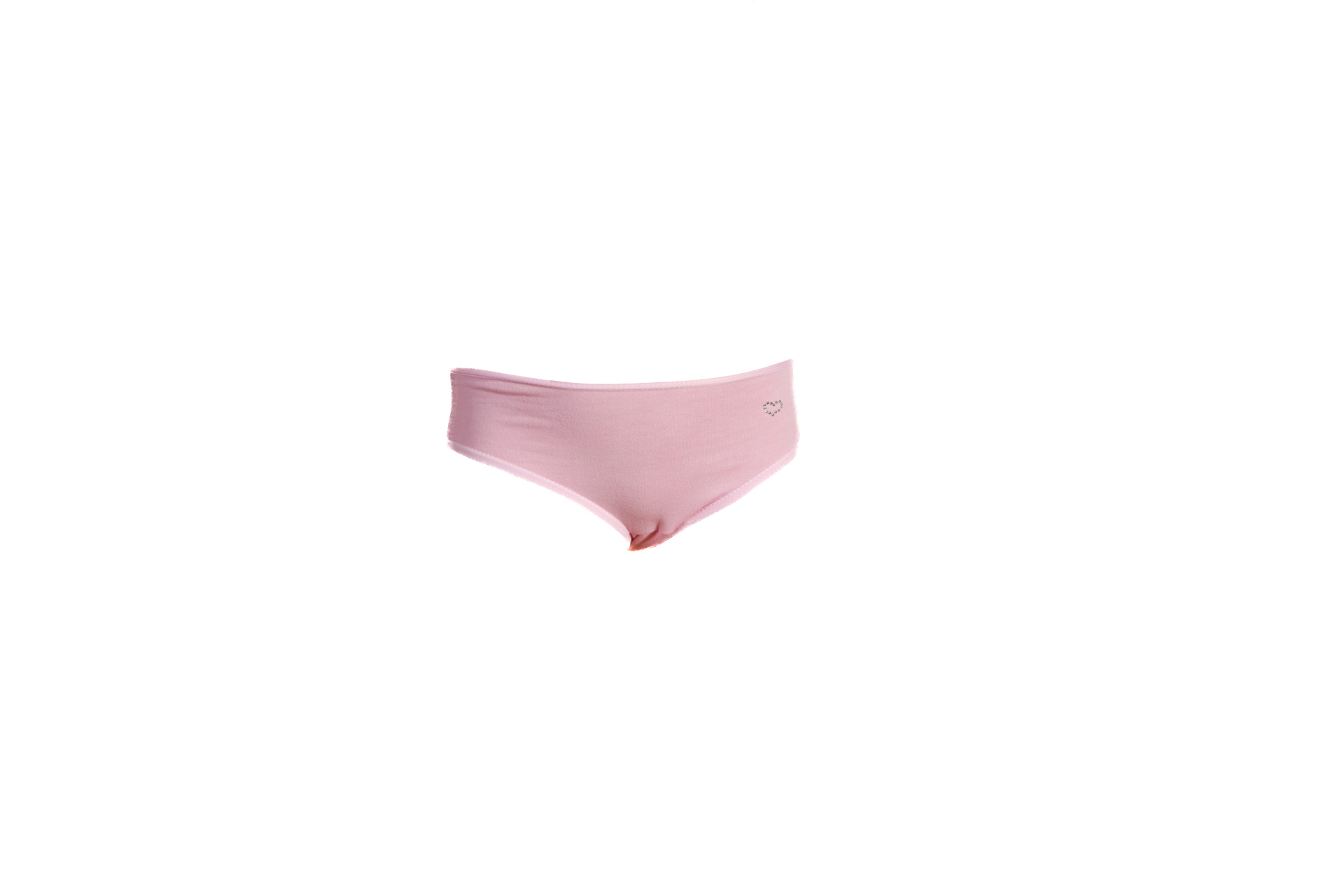 Cueca feminina rosa claro com coração de brilhantes