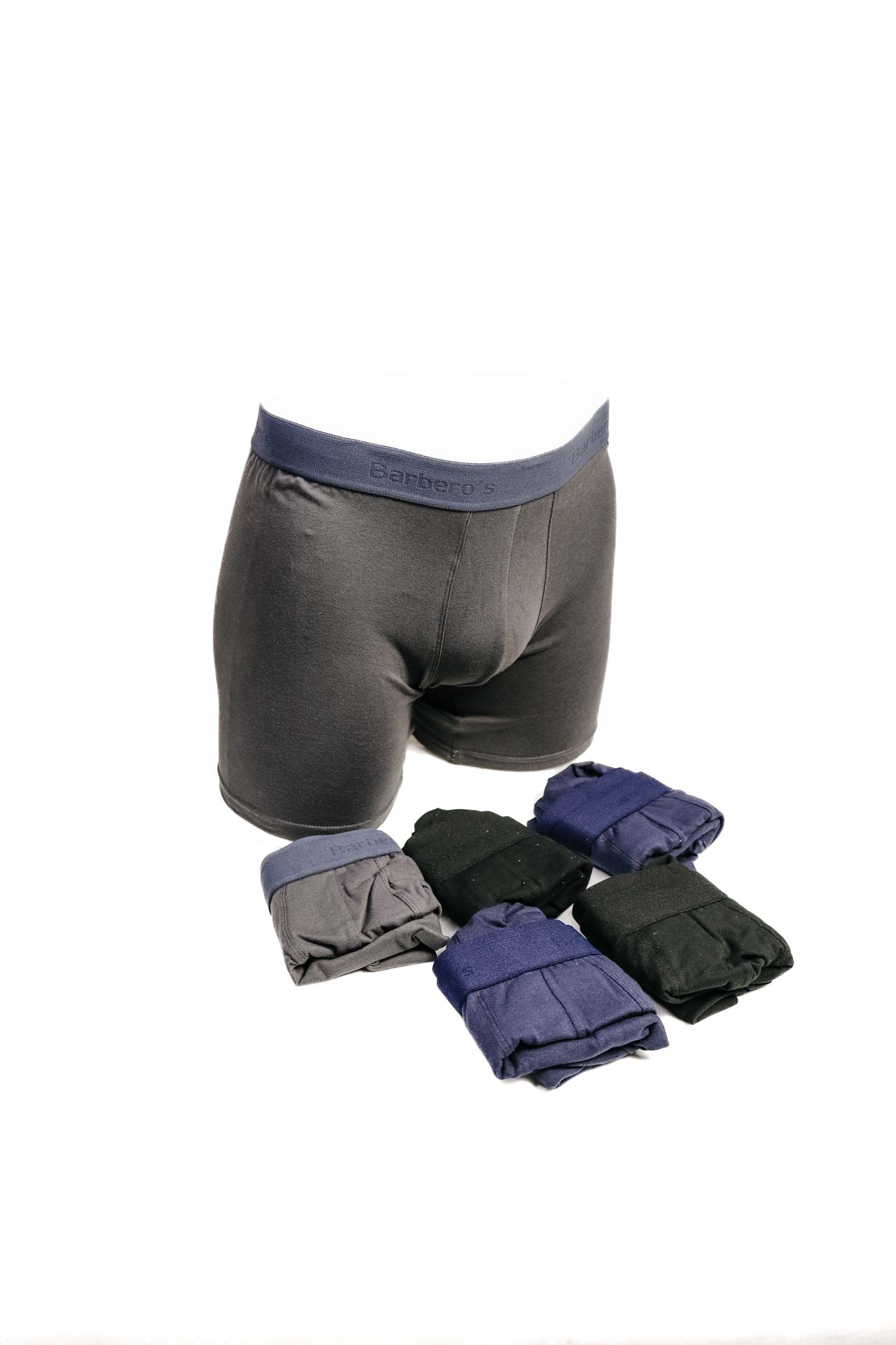 Conjunto de cuecas masculinas em algodão com cintura elástica azul e várias cores