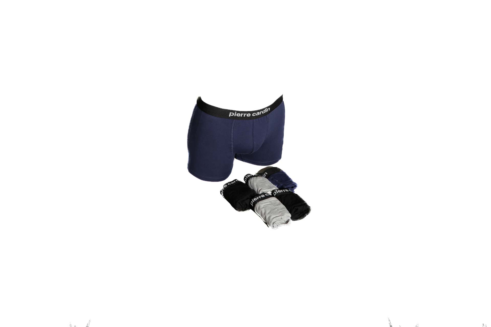 Conjunto de boxers azuis e pack extra com boxers cinza e pretos