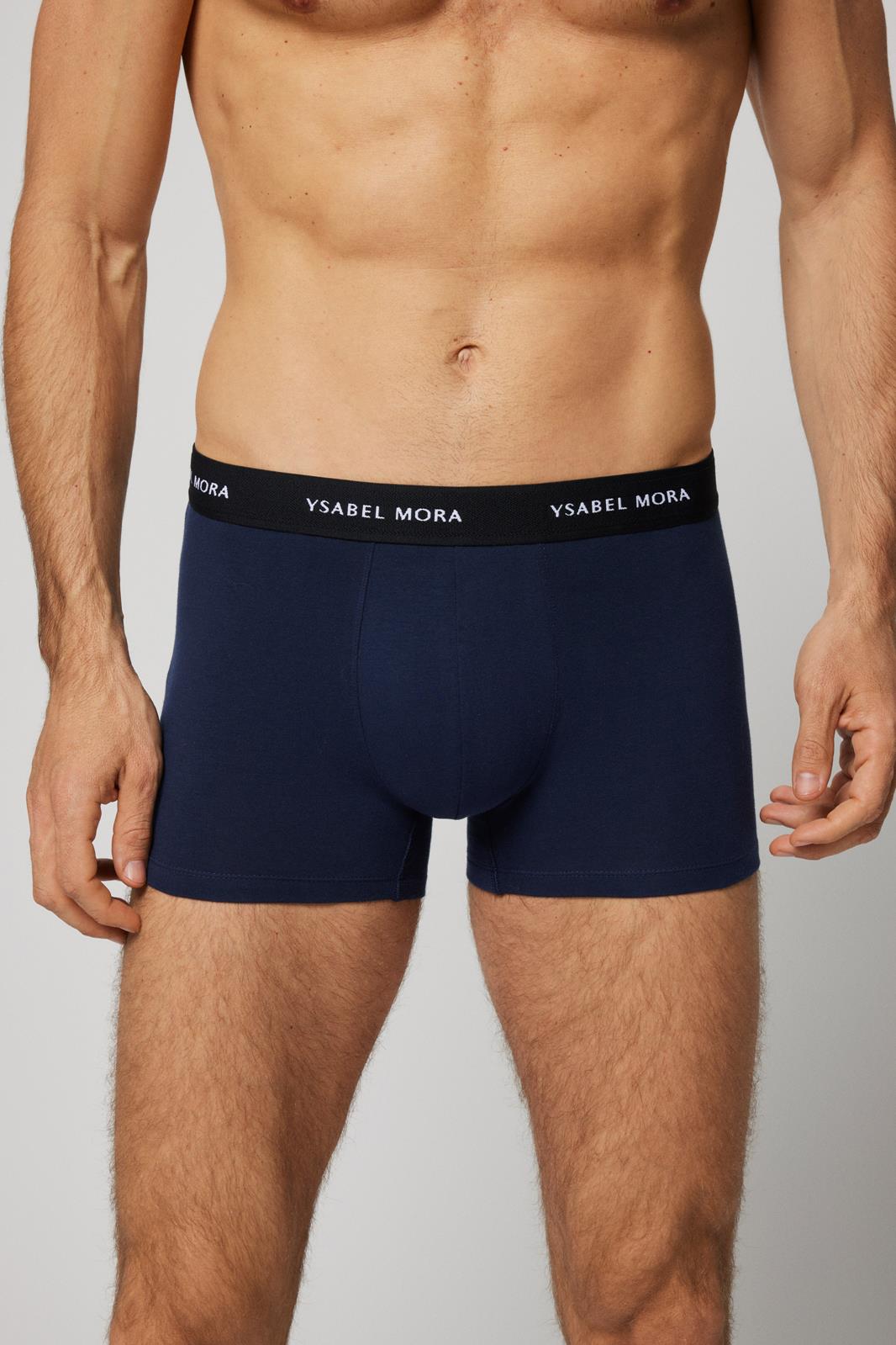 Cuecas boxer azuis com cós preto e logótipo branco