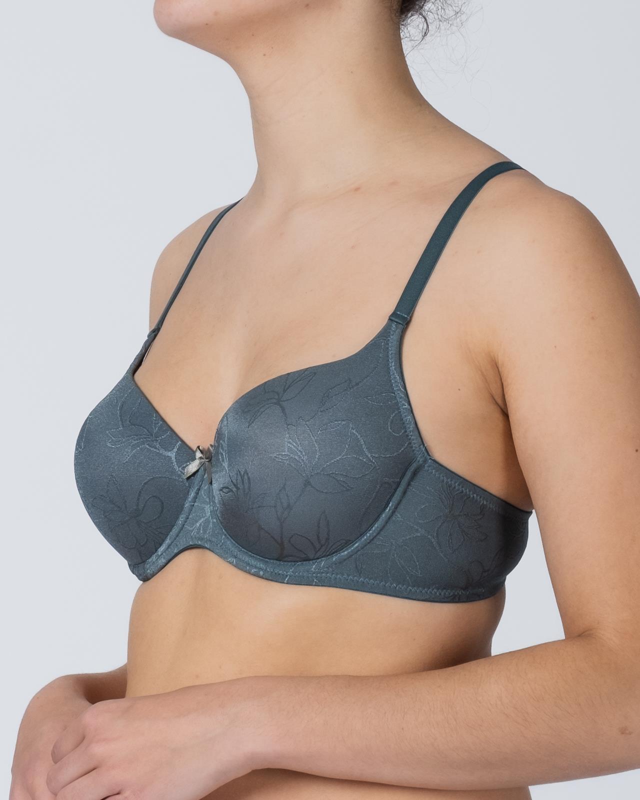 Soutien cinza com padrão floral e laço decorativo