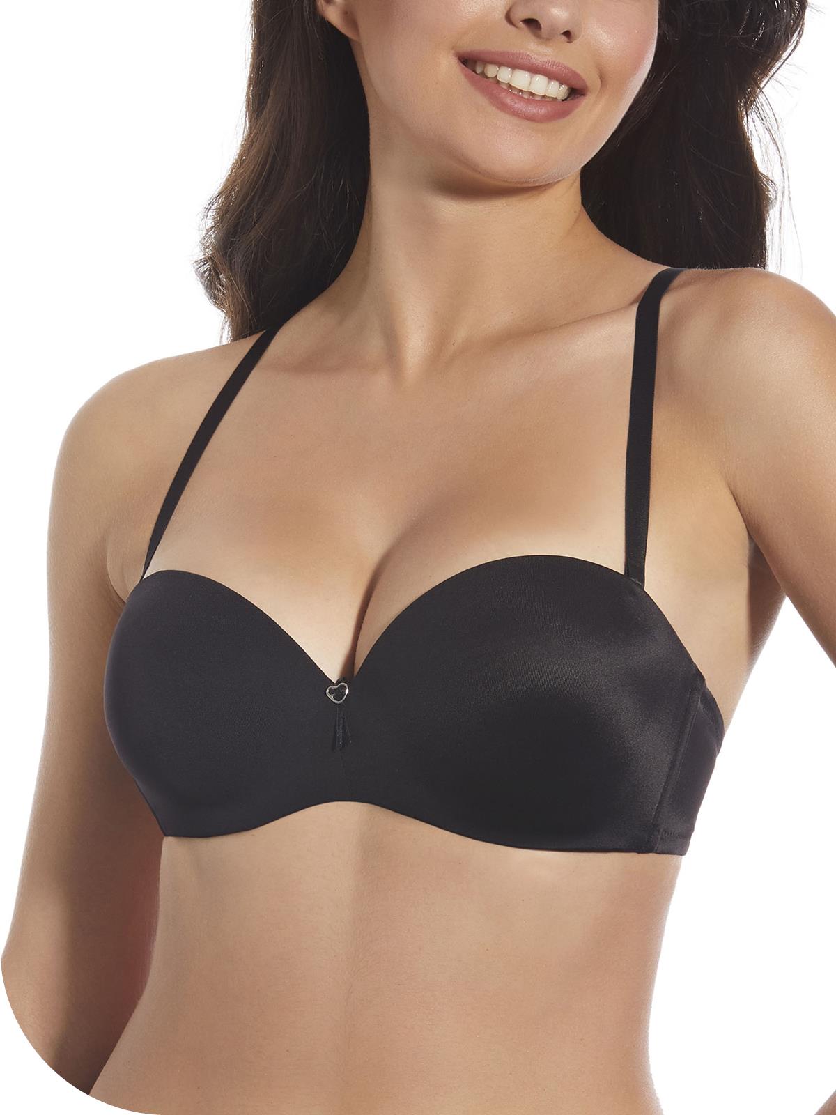 Soutien preto liso com alças finas e adorno de coração no centro