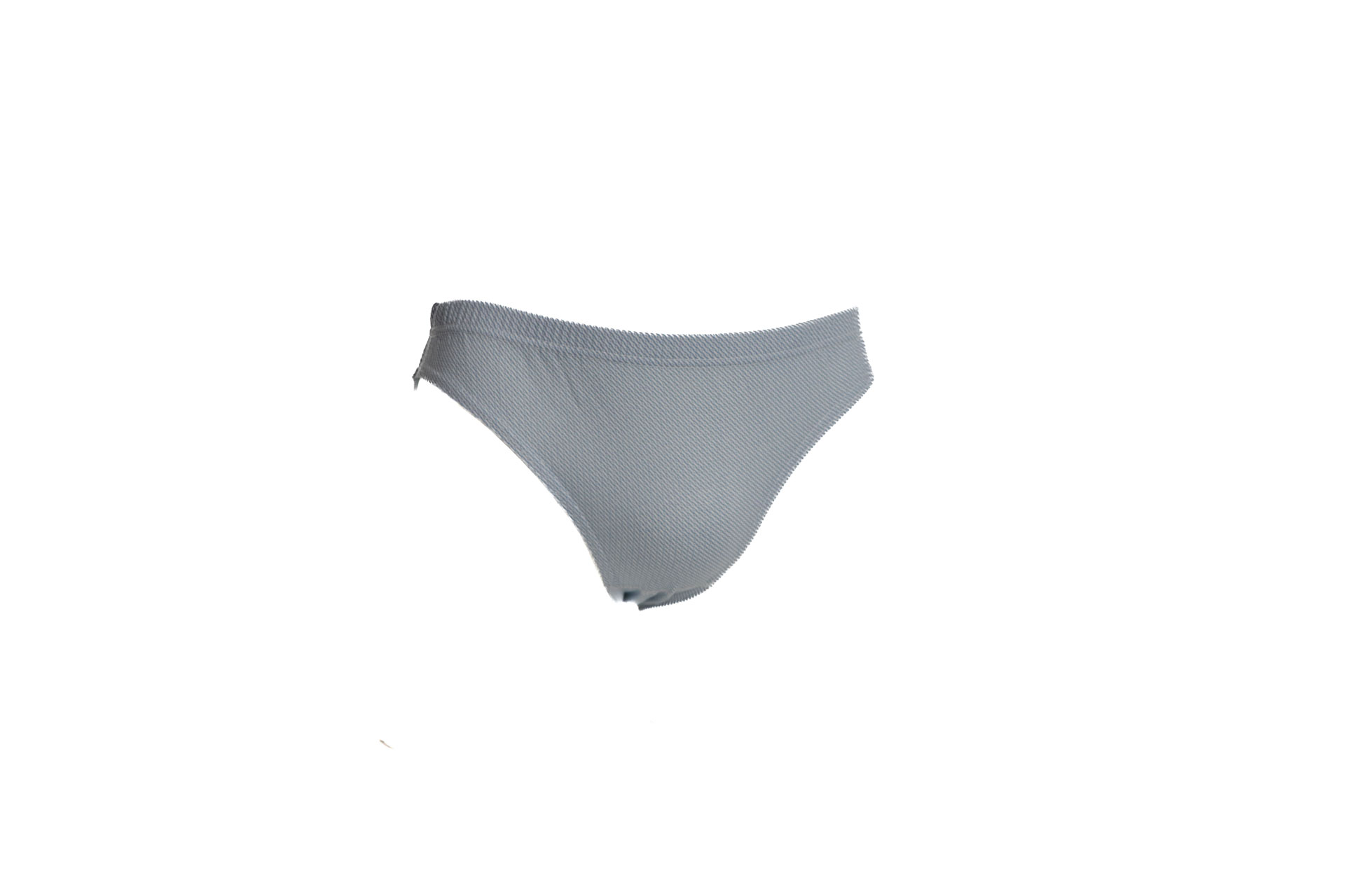 Cuecas de mulher em tecido cinzento claro com padrão de pequenos quadrados