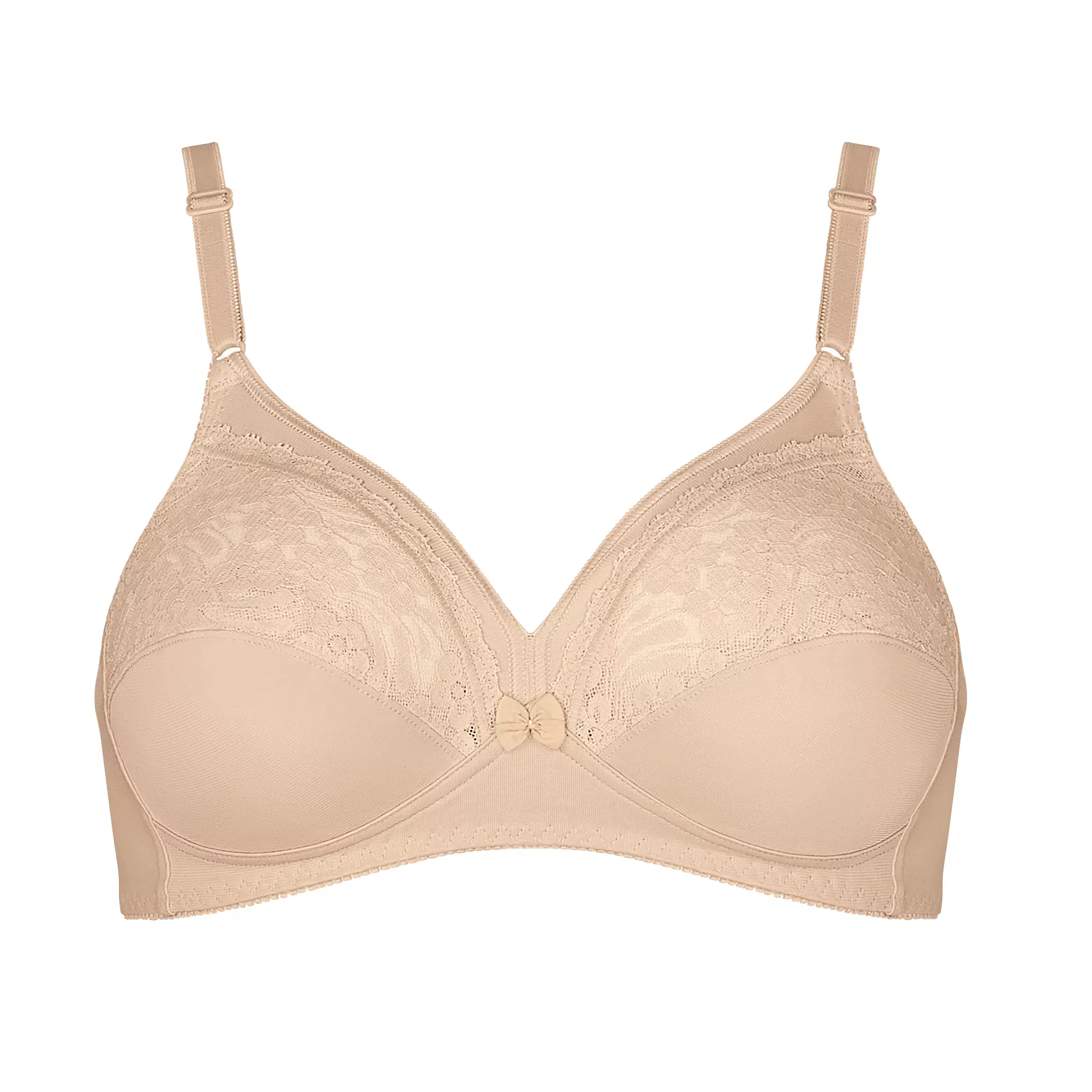 Soutien bege com copa moldada e renda