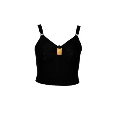 Top de alças preto com etiqueta castanha