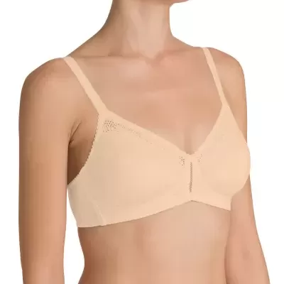 Soutien-bege feminino sem aro com alças finas e detalhes em renda