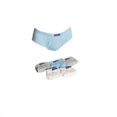 Calças interiores masculinas azuis claras com padrão de quadrados em embalagem múltipla