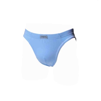 Cueca masculina azul clara lisa com etiqueta 'FABER'