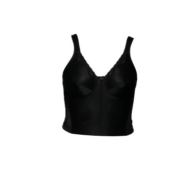 Top feminino preto com alças e decote em V, fundo branco