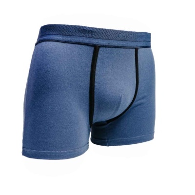 Cuecas boxer azuis com cós elástico e contornos em preto
