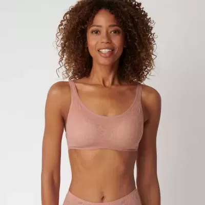 Soutien cor-de-rosa claro com padrão floral e alças largas