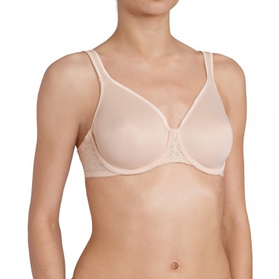 Soutien bege claro com alças ajustáveis e detalhes em renda