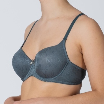 Soutien cinza com padrão floral e laço decorativo