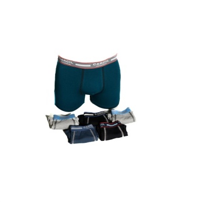 Cuecas boxer masculinas em algodão com elástico castanho e texto branco CLASSIC, várias cores