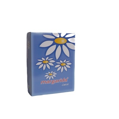 Caixa azul com flores e texto margarida Cigar