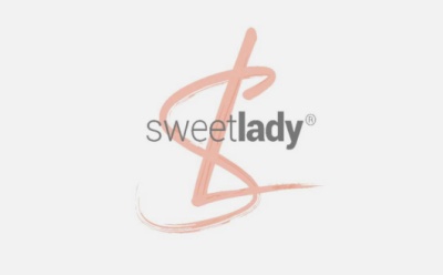 Logótipo com texto sweetlady e símbolo cor-de-rosa