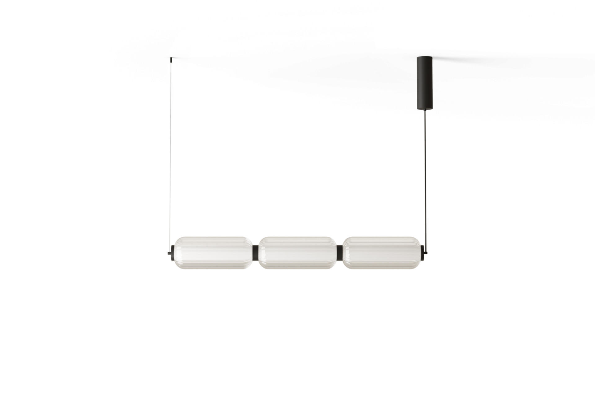 ELMA Candeeiro de teto suspenso com três lâmpadas tubulares e estrutura preta