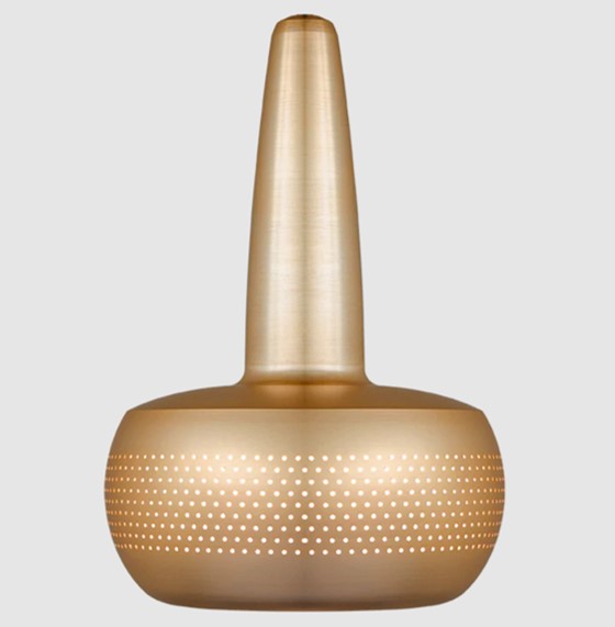 CLAVA Frasco dourado fosco com padrão de pontos brancos e tampa longa