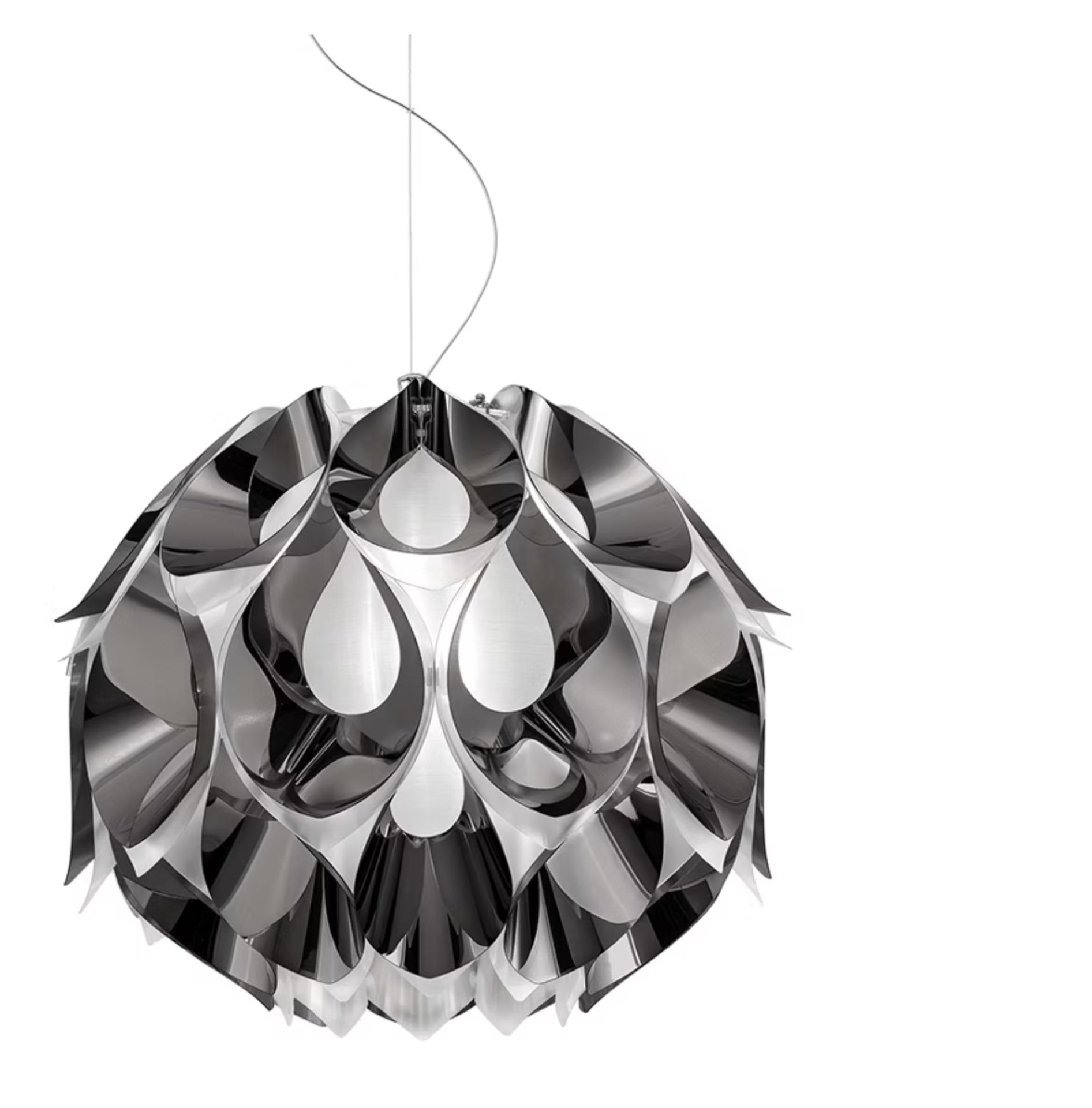 FLORA Lustre pendente prateado com design em camadas curvas