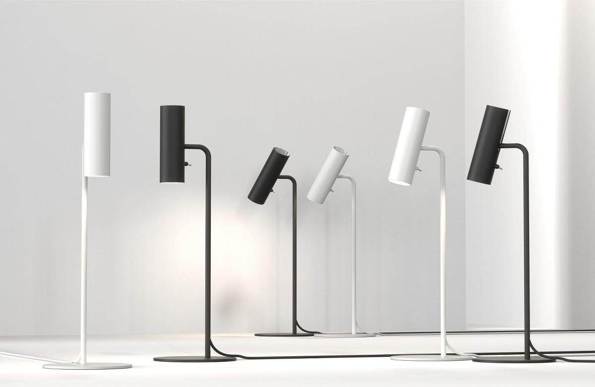 MIB 6 MESA Lâmpadas de candeeiro preto e branco minimalistas em fundo branco