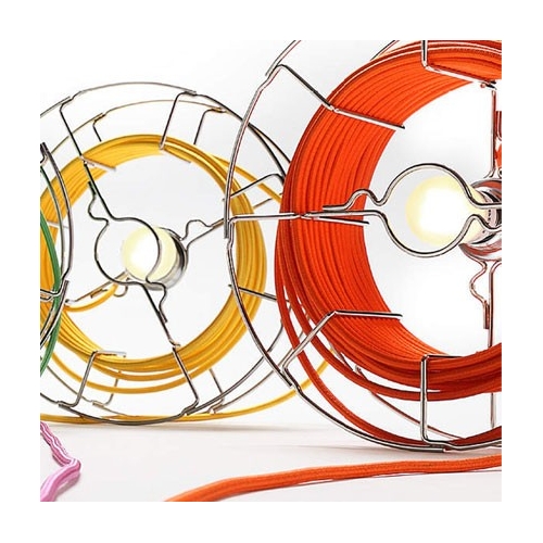 ARIANNA Lâmpadas decorativas com filamentos coloridos em suportes metálicos circulares