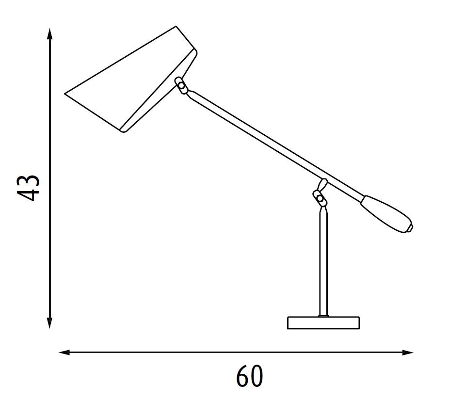 BIRDY Desenho técnico de lâmpada de mesa com dimensões em cm