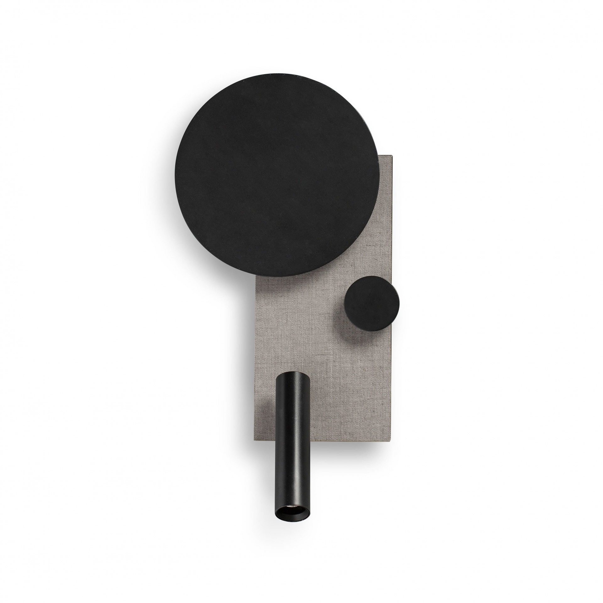 KLEE aplique Decoração geométrica com formas circulares pretas e base retangular cinzenta