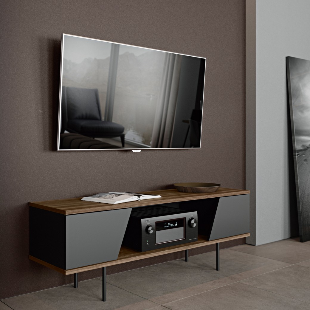 DIXIE Móvel de TV moderno com sistema de som e televisão de ecrã plano na parede