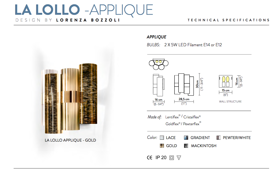 Candeeiro de parede LA LOLLO
